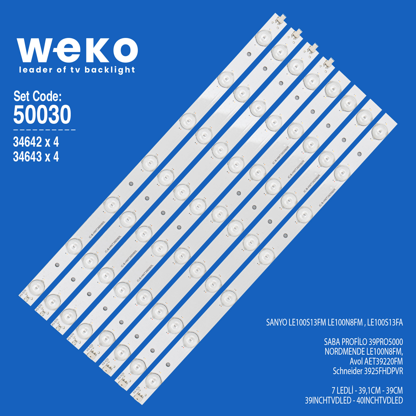 WKSET-5030 34642X4 34643X4 180-W00-390000H 8 ADET LED BAR