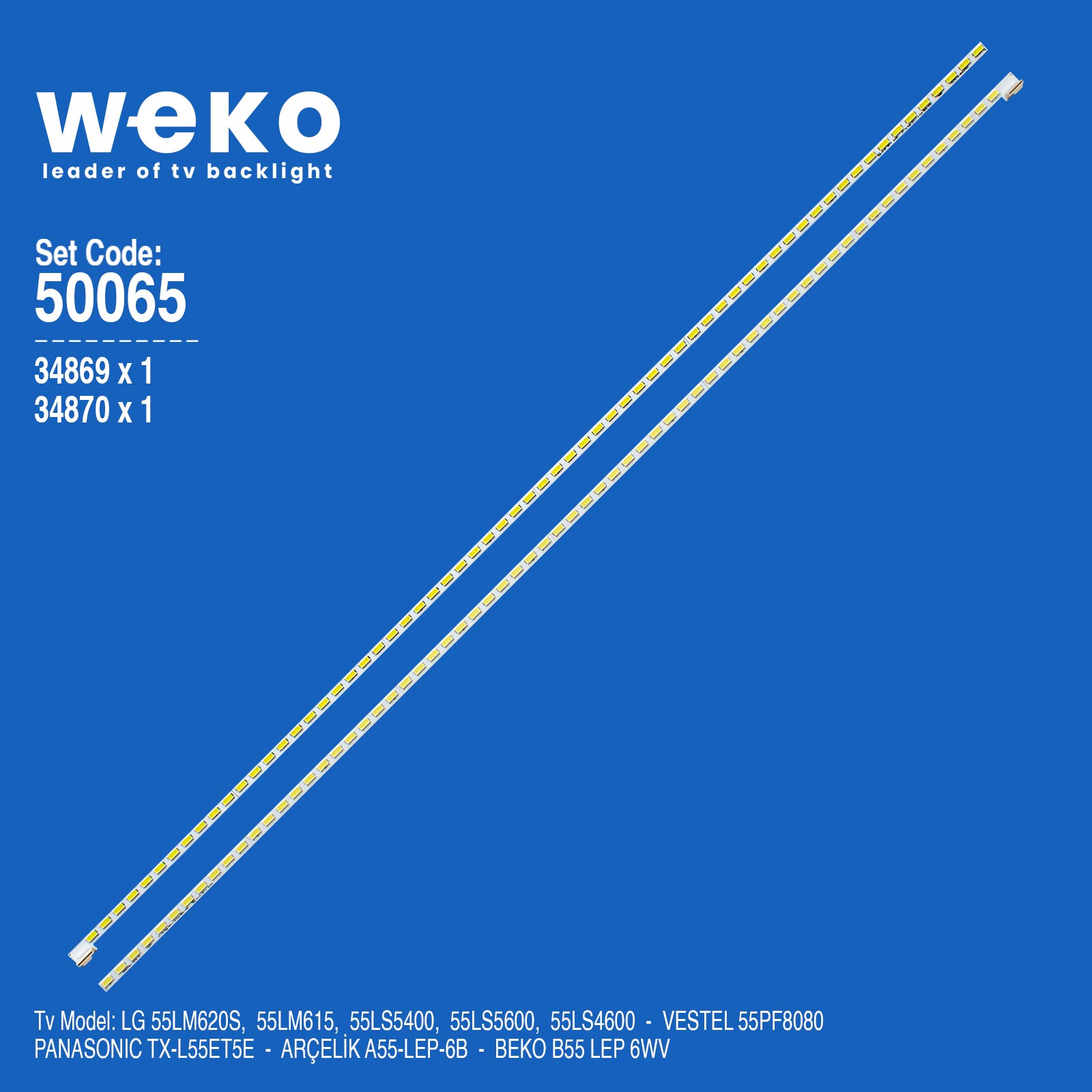 WKSET-5065 34869X1 34870X1 55" V12 EDGE REV1.1 2 ADET LED BAR (66LED)