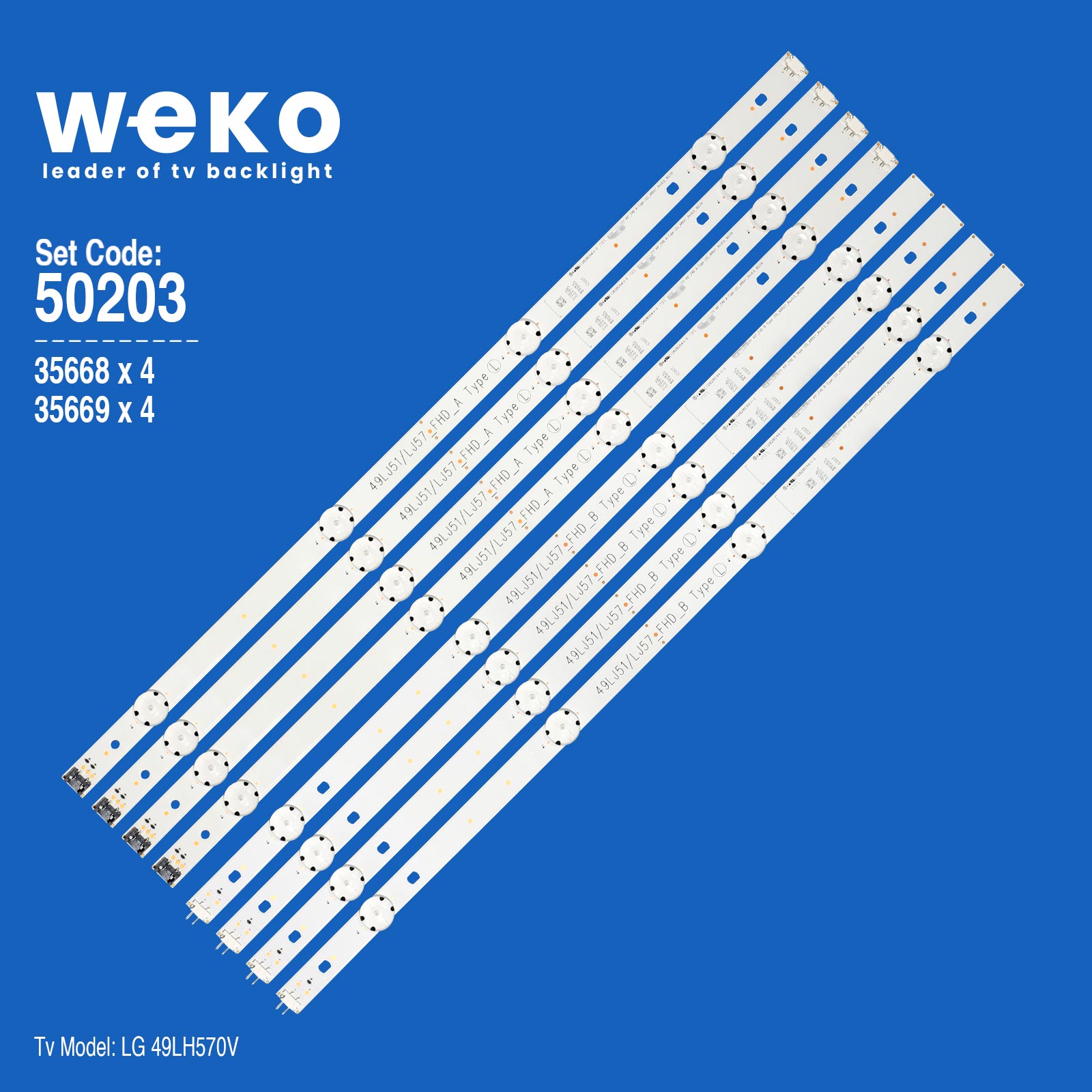 WKSET-5203 35668X4 35669X4 LG INNOTEK 17Y 49"_FHD 8 ADET LED BAR