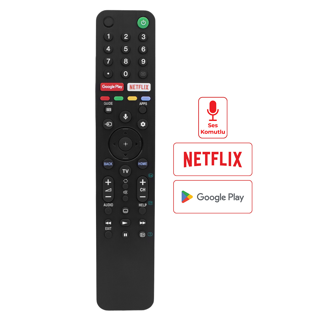 WEKO KL SONY RMF-TX500P KD-43X8007H KD-55X7500H NETFLIX-GOOGLE PLAY TUŞLU SES KOMUTLU LCD TV KUMANDA