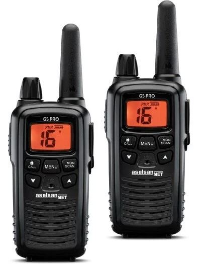MIDLAND G5 PRO PMR 446 16 KANAL EL TELSİZİ 2'Lİ PAKET (8 KM) ASELSAN