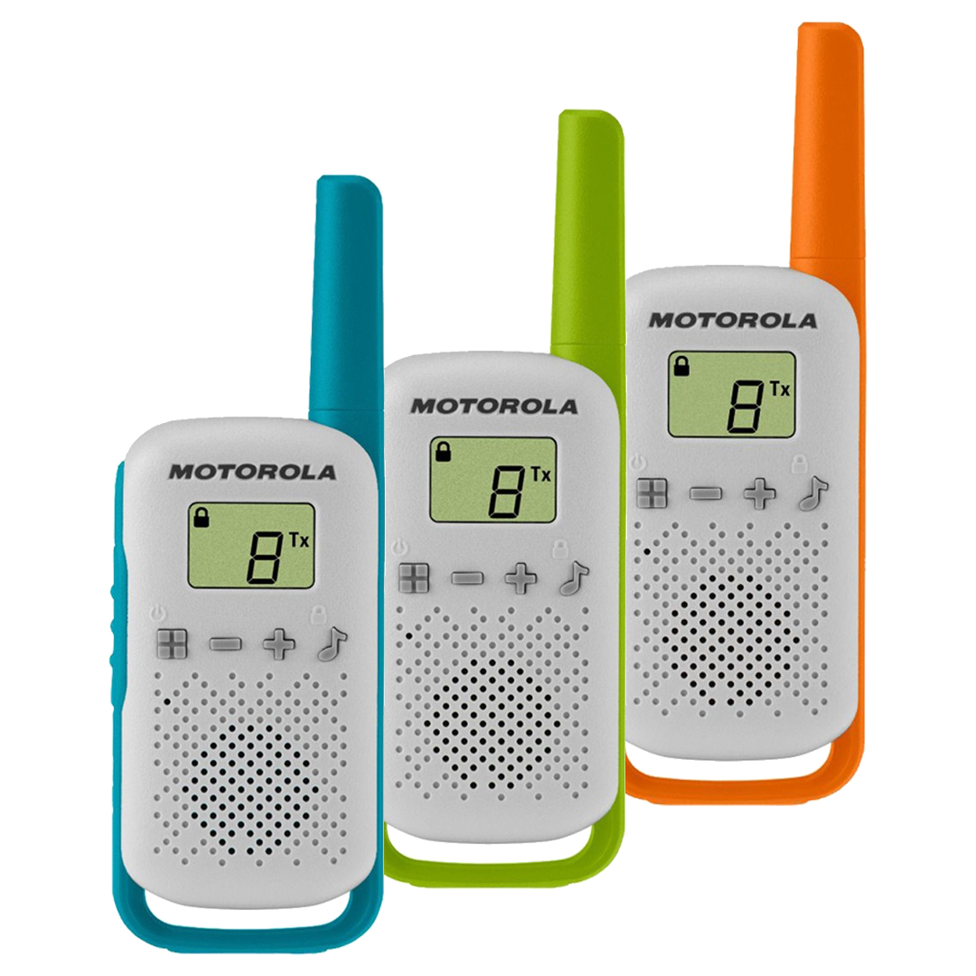 MOTOROLA TLKR-T42 PMR446 EL TELSİZİ 3'LÜ PAKET 4 KM MEZİLLİ 8 KANAL (3 ADET İNCE PİL)