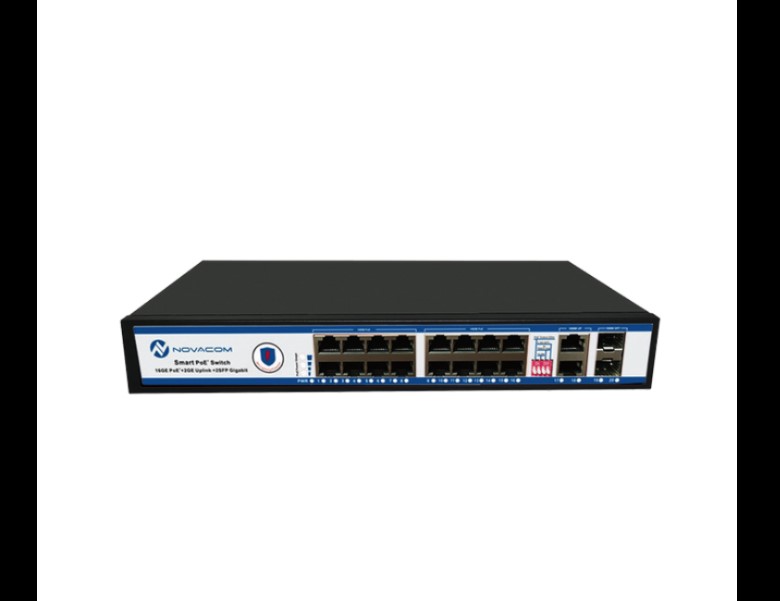 NOVACOM NVC-PSEG1622 16 PORT 10/100/1000 MBPS 300 WATT FULL GIGABIT METAL KASA POE SWITCH