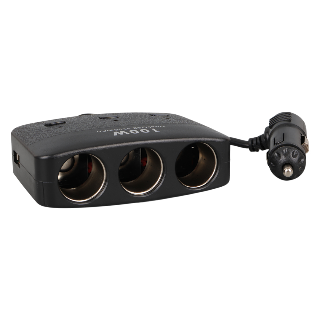 OLESSON 1636 12-24V ÇİFT USB GİRİŞLİ 100W 70 CM KABLOLU 3'LÜ ARAÇ ÇAKMAK ÇOKLAYICI