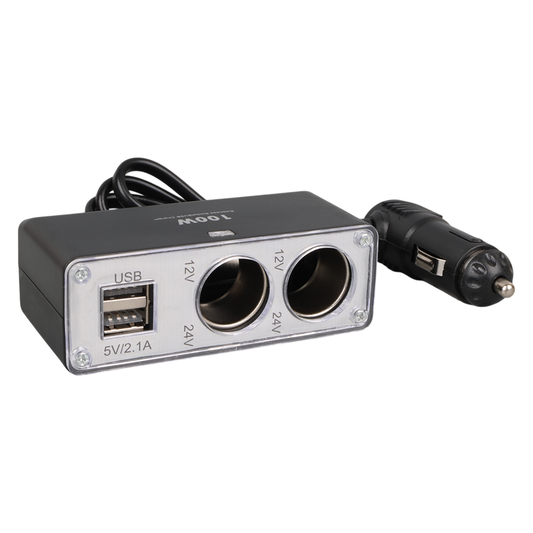 OLESSON 1647 12-24V ÇİFT USB GİRİŞLİ 100W 70CM KABLOLU 3'LÜ ARAÇ ÇAKMAK ÇOKLAYICI