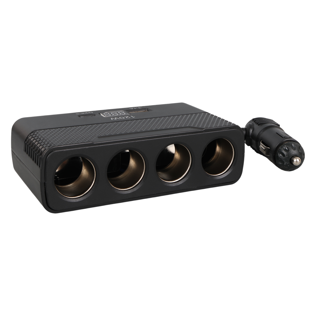 OLESSON 2014 12-24V 4'LÜ TYPE-C + USB'Lİ 120W 80 CM KABLOLU ARAÇ ÇAKMAK ÇOKLAYICI