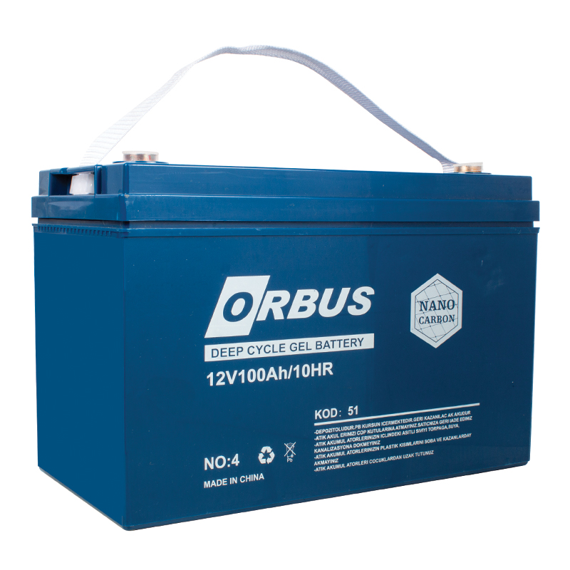 ORBUS 12 VOLT - 100 AMPER KARBON JEL TİP AKÜ (330 X 172 X 218 MM)
