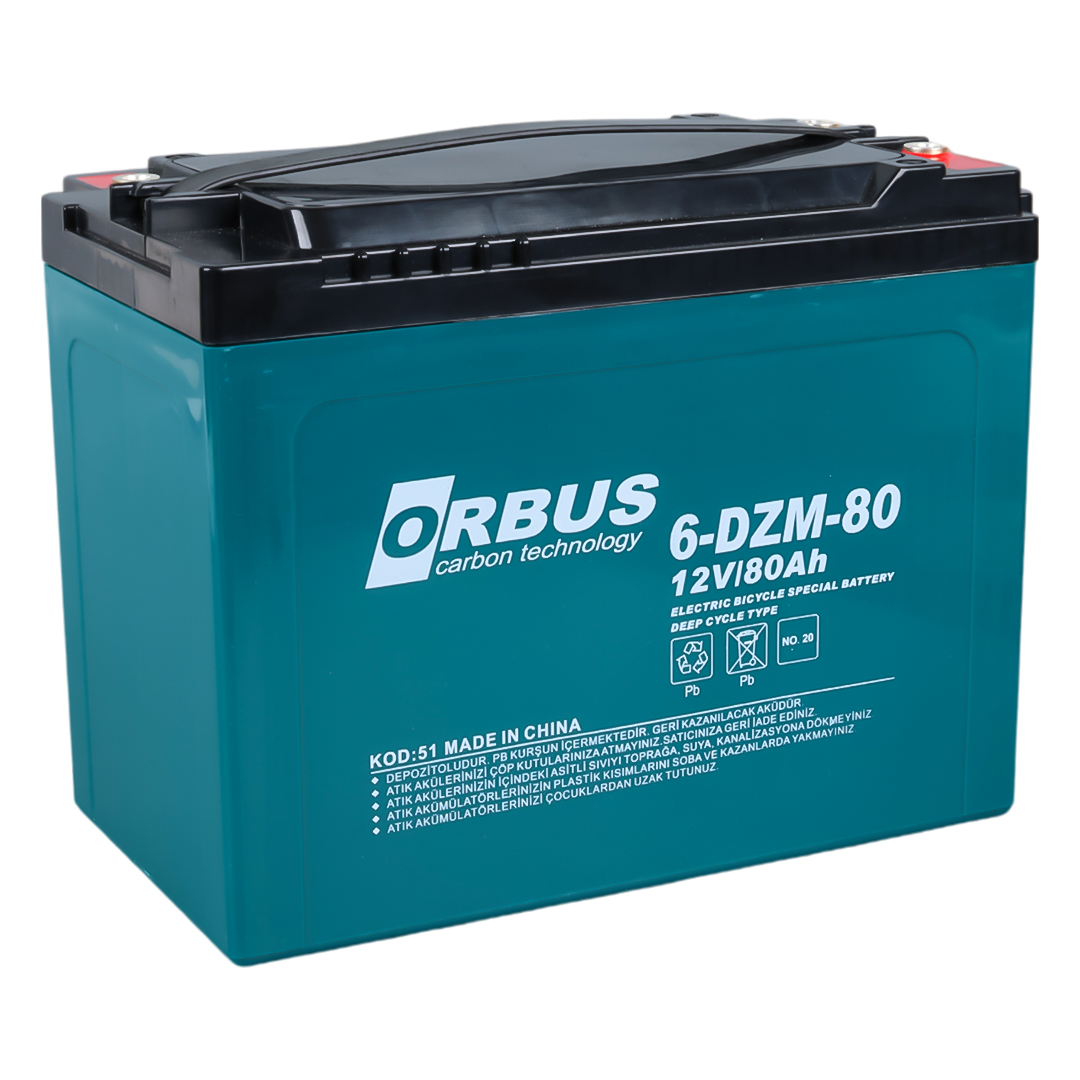 ORBUS 6DZM-80 12 VOLT - 80 AMPER ELEKTRİKLİ BİSİKLET AKÜSÜ (223 X 123 X 174 MM)