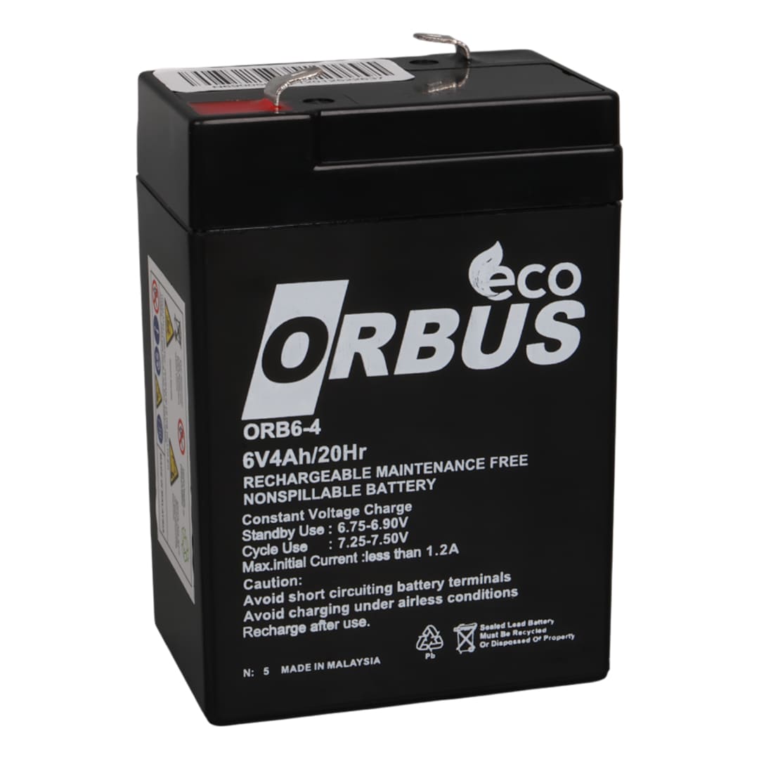 ORBUS ECO ORB6-4 6 VOLT - 4 AMPER IŞILDAK AKÜSÜ (70 X 48 X 101 MM)