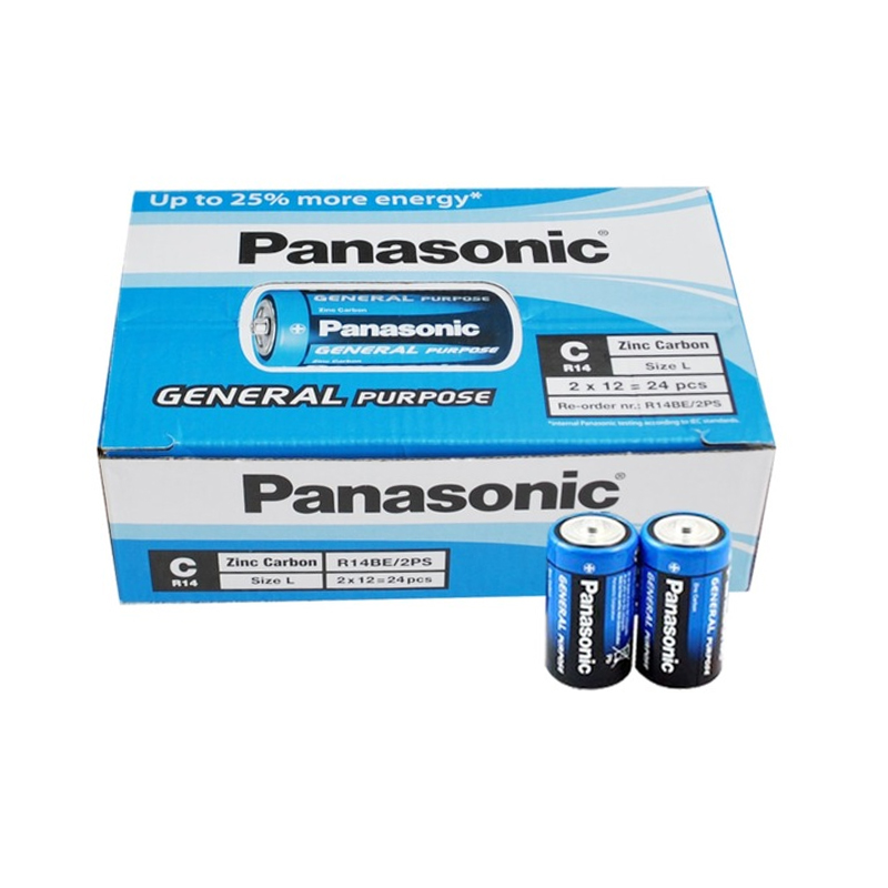 PANASONIC R14BE/2PS MANGANEZ ORTA C BOY 24'LÜ PİL (PAKET FİYATI)