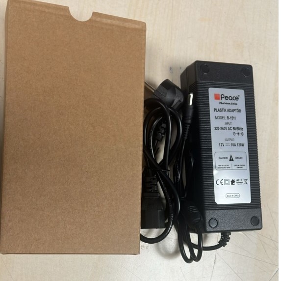 PEACE B-1511 12 VOLT 10 AMPER 5.5*2.5 MM JAK FİŞLİ PLASTİK KASA MASAÜSTÜ ADAPTÖR