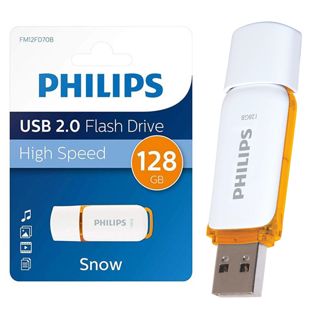 PHILIPS FM12FD70B/00 128 GB TURUNCU/BEYAZ SNOW USB 2.0 FLASH BELLEK