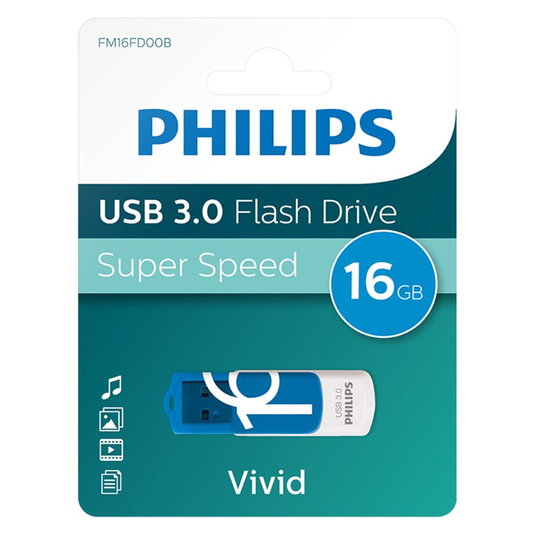 PHILIPS FM16FD00B/00 MAVİ/BEYAZ 16GB SUPER HIZLI 100-150MB/S USB 3.0 FLASH BELLEK