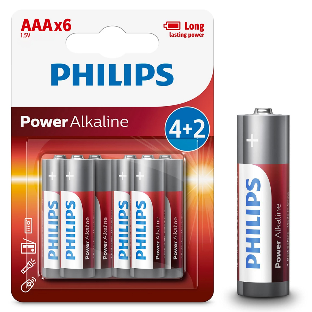 PHILIPS LR03P6BP/10 LR03 MICRO AAA 4+2 6'LI POWER ALKALINE AAA İNCE KALEM PİL