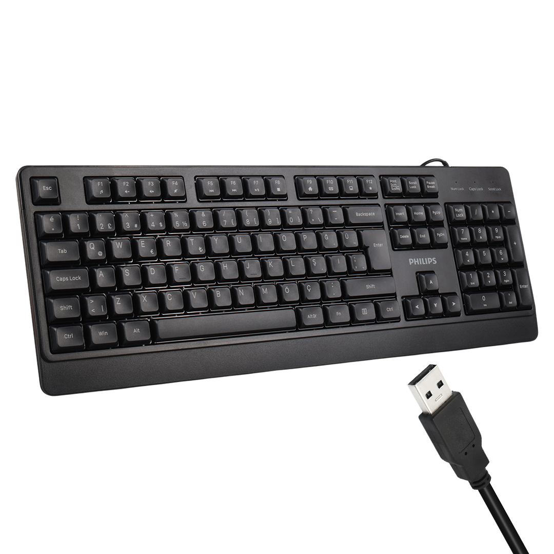 PHILIPS SPK6247B USB 1.2 METRE KABLOLU KLASİK SİYAH NUMPADLİ TÜRKÇE Q KLAVYE
