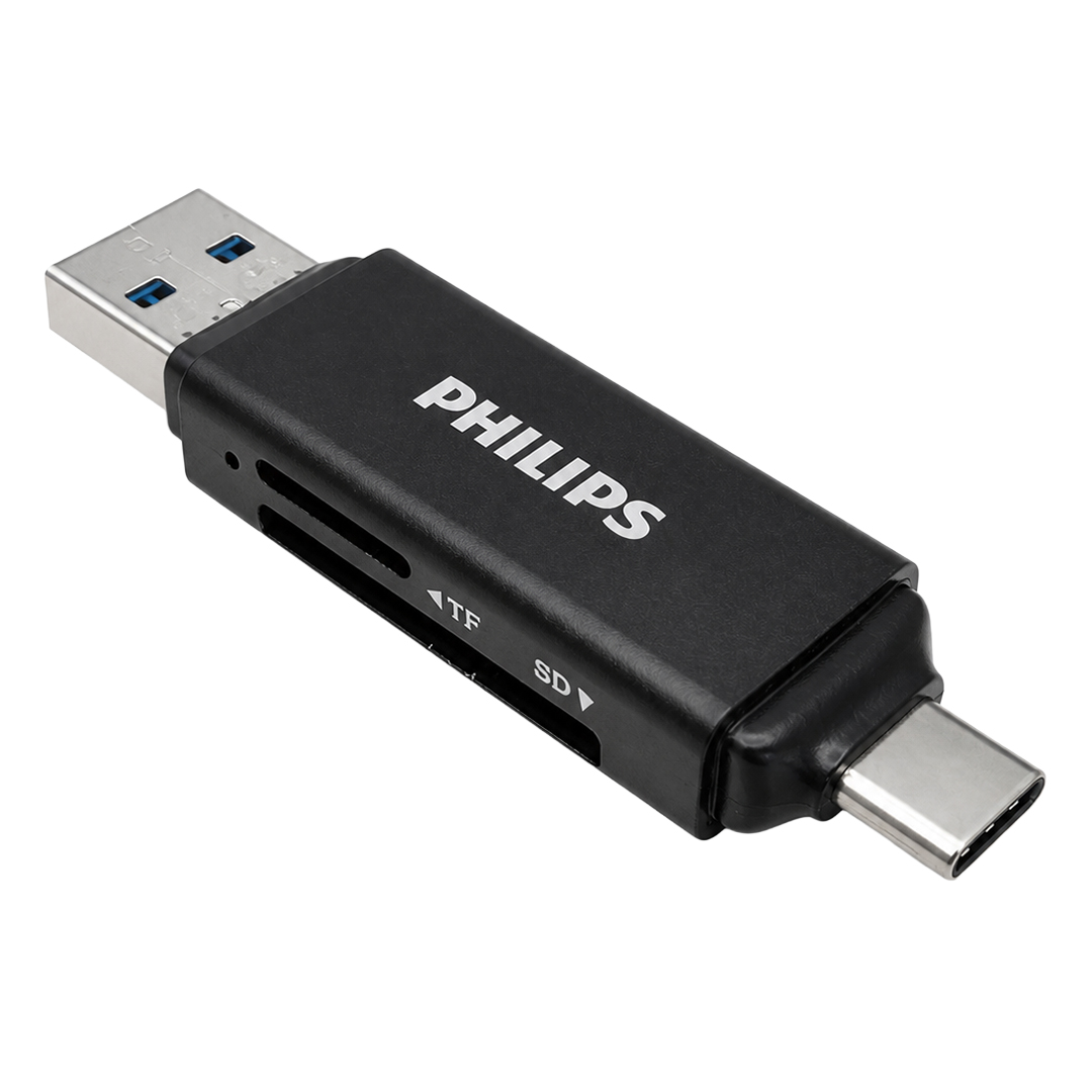 PHİLİPS SWR1617B/93 USB 3.0 & USB-C ÇİFT GİRİŞLİ SD/TF KART OKUYUCU - OTG DESTEKLİ