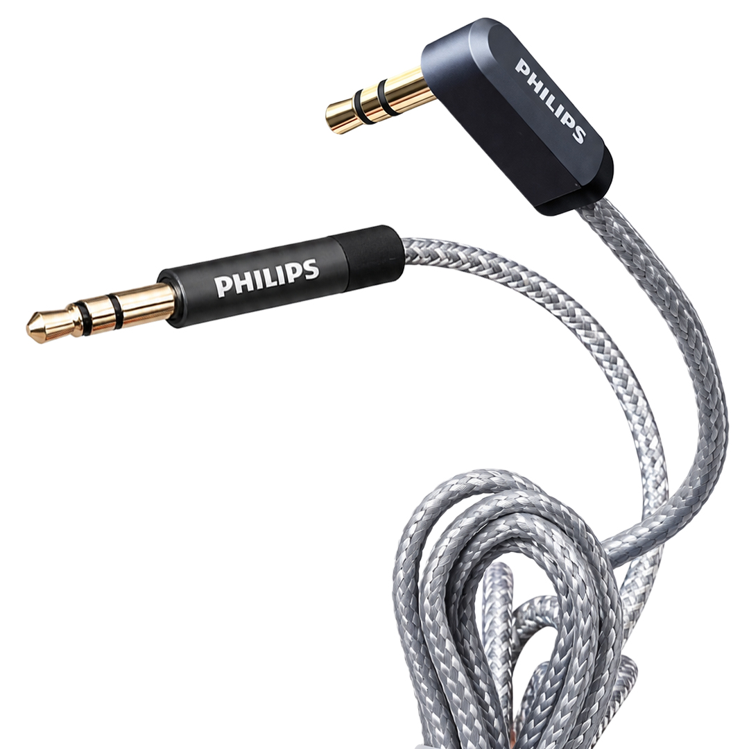 PHİLİPS SWR2114F/93 3.5MM AUX SES KABLOSU 1.5 METRE L TİPİ KONNEKTÖR ÖRGÜLÜ ZIRHLI