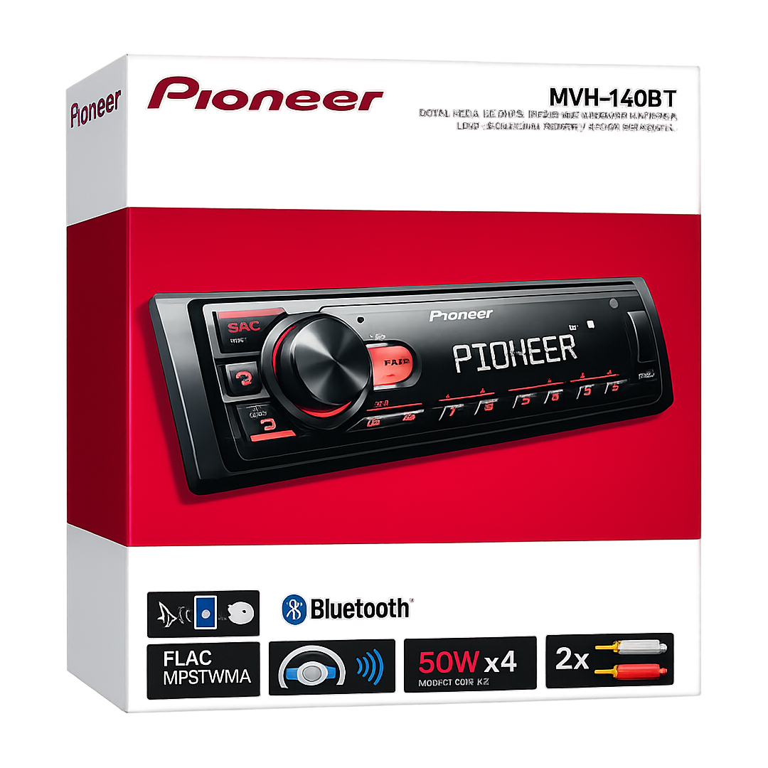 PIONEER MVH-140BT USB/FM/AUX/MP3 BLUETOOTH'LU MEKANİKSİZ OTO TEYP 4X50 WATT
