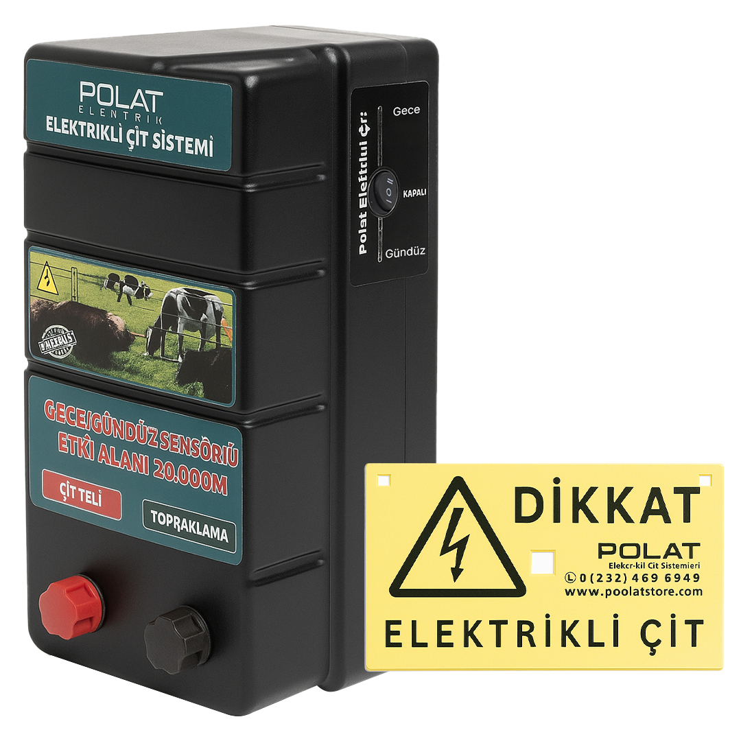 POLAT 20.000 METRE TESİRLİ KONTROL ÜNİTELİ GECE-GÜNDÜZ SENSÖRLÜ ELEKTRİZATÖR ELEKTRİKLİ ÇİT SİSTEMİ