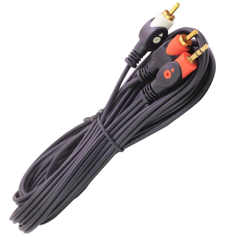 POWERMASTER 1. KALİTE 2 RCA ERKEK + 3.5 MM STEREO ERKEK GOLD 5 METRE KABLO [ARA]