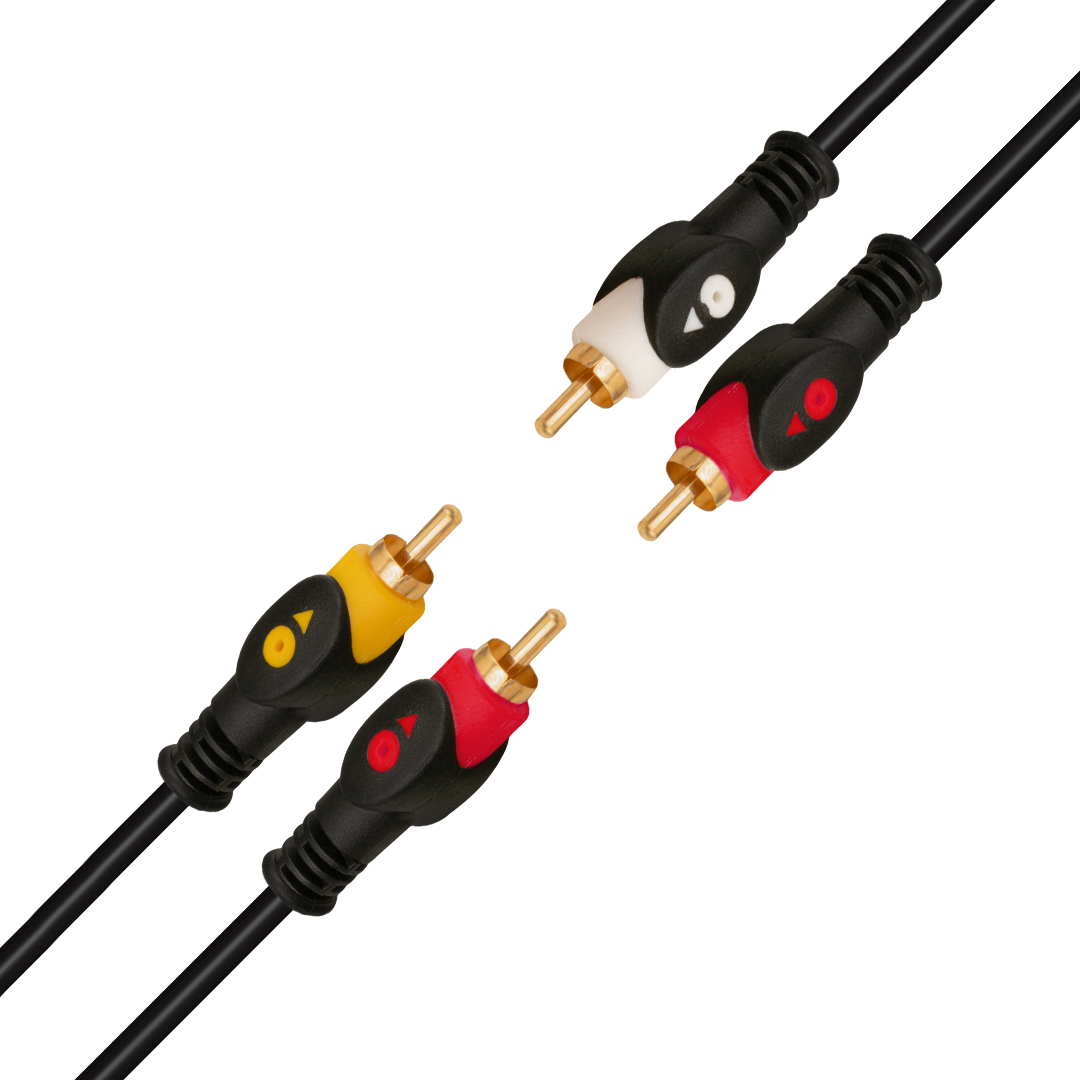 POWERMASTER 2 RCA + 2 RCA 1.5 METRE 1.KALİTE GOLD SİYAH KABLO
