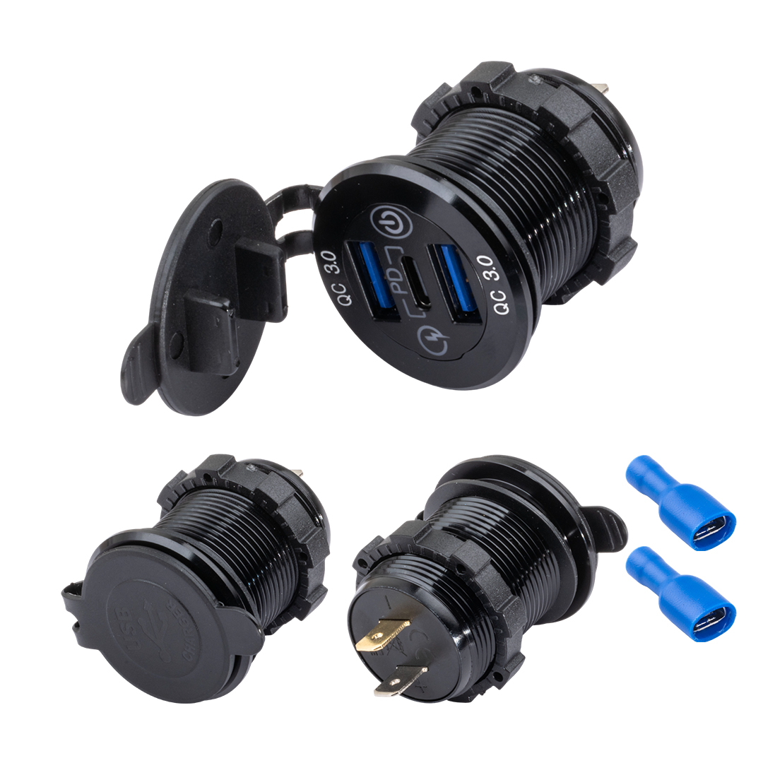 POWERMASTER 28MM MARİN PANO TİPİ 8-32V 2* USB 3.0 / TYPE C PD GİRİŞ