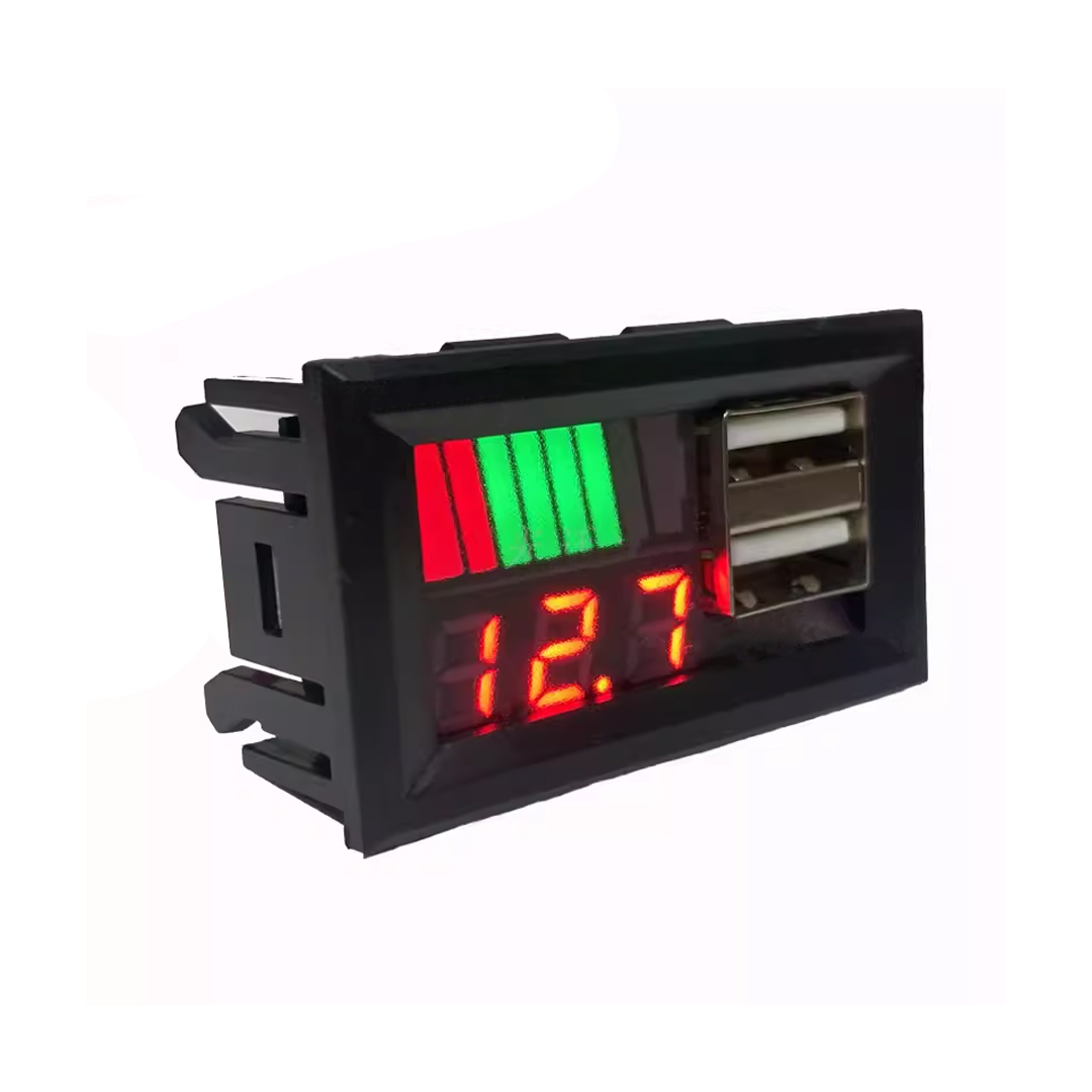 POWERMASTER DİJİTAL VOLTMETRE USB ÇIKIŞLI AKÜ GÖSTERGELİ DC 12V (IC278C)