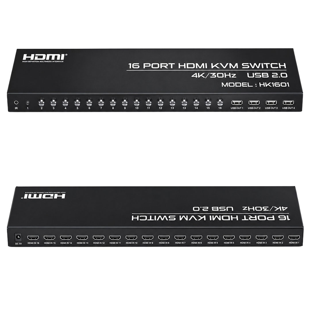 POWERMASTER HK1601 16 PORTLU 4K 30HZ VİDEO HDMI 2.0 KVM ANAHTARLI KABLOLU SWITCH