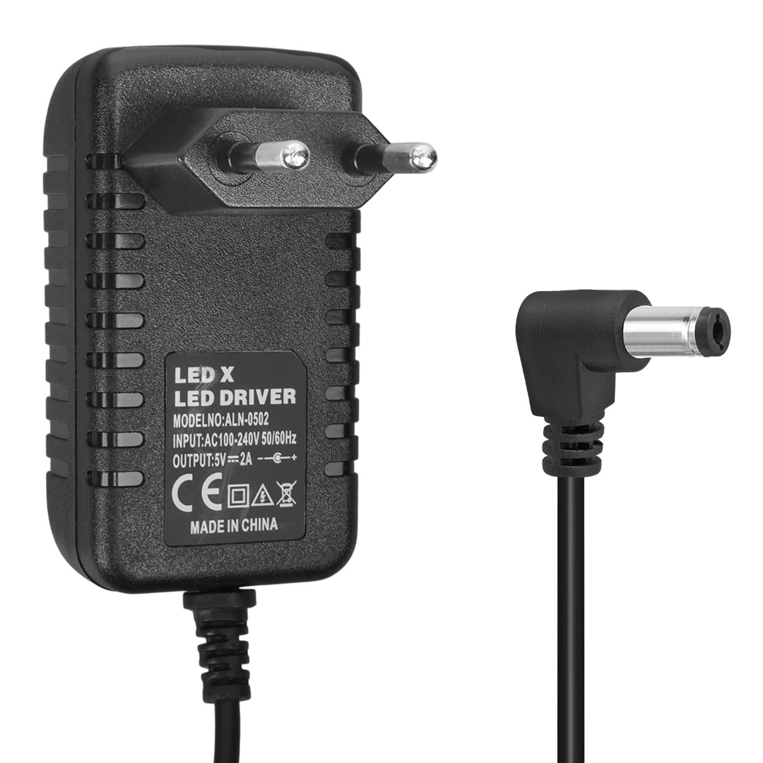 POWERMASTER LEDX ALN-0502  5 VOLT- 2 AMPER - 10 WATT 5.5*2.5 MM L UÇLU LEDLİ PRİZ TİPİ ADAPTÖR