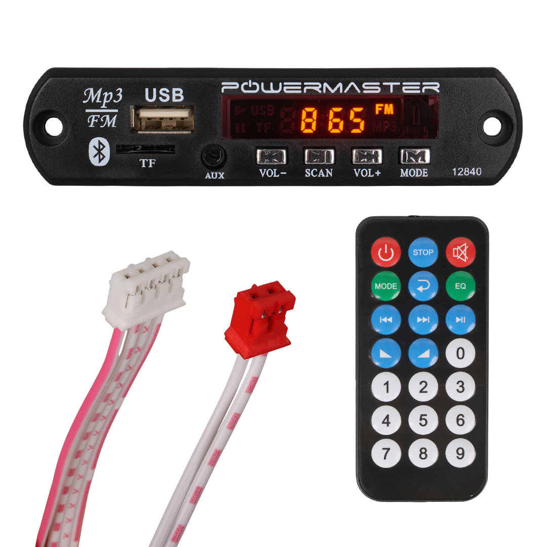 POWERMASTER M515 OTO TEYP USB/SD/FM/BLUETOOTH KUMANDALI MİKROFONSUZ OTO TEYP ÇEVİRİCİ DİJİTAL PLAYER BOARD (12V-500MA)