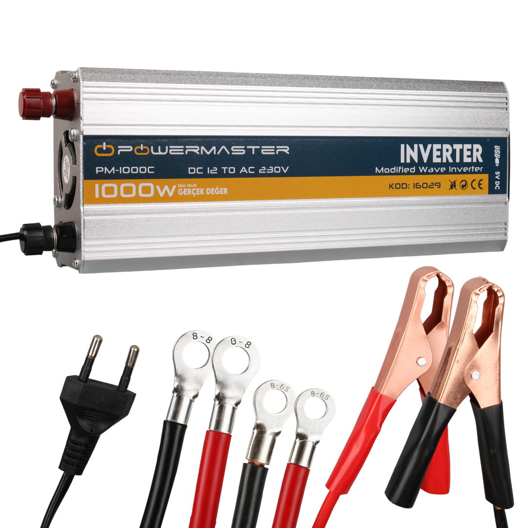 POWERMASTER PM-1000C 12 VOLT - 1000 WATT USB'Lİ ŞARJLI INVERTER