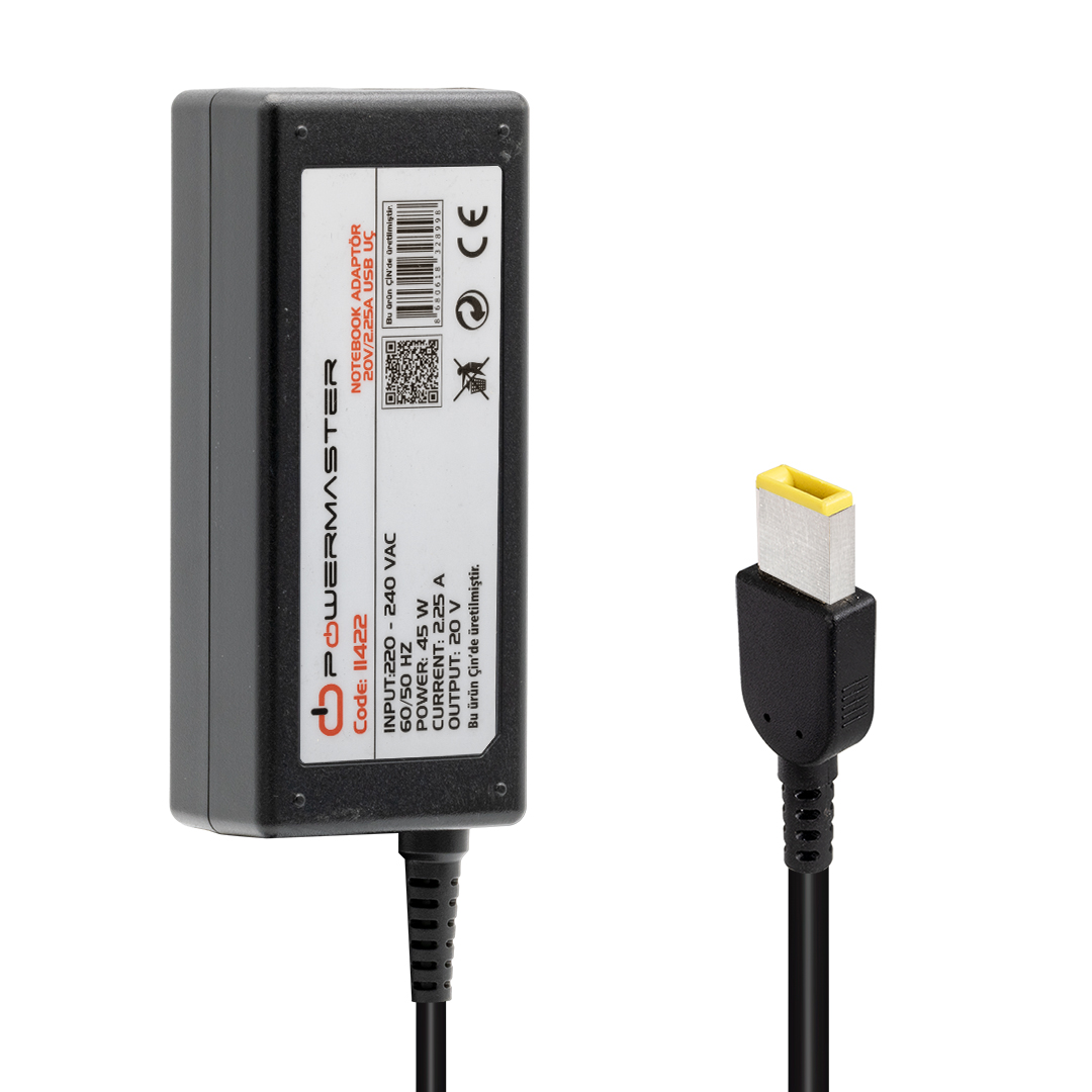 POWERMASTER PM-11422 20 VOLT - 2.25 AMPER USB TİP UÇLU ADAPTÖR (LENOVO IBM NOTEBOOK)