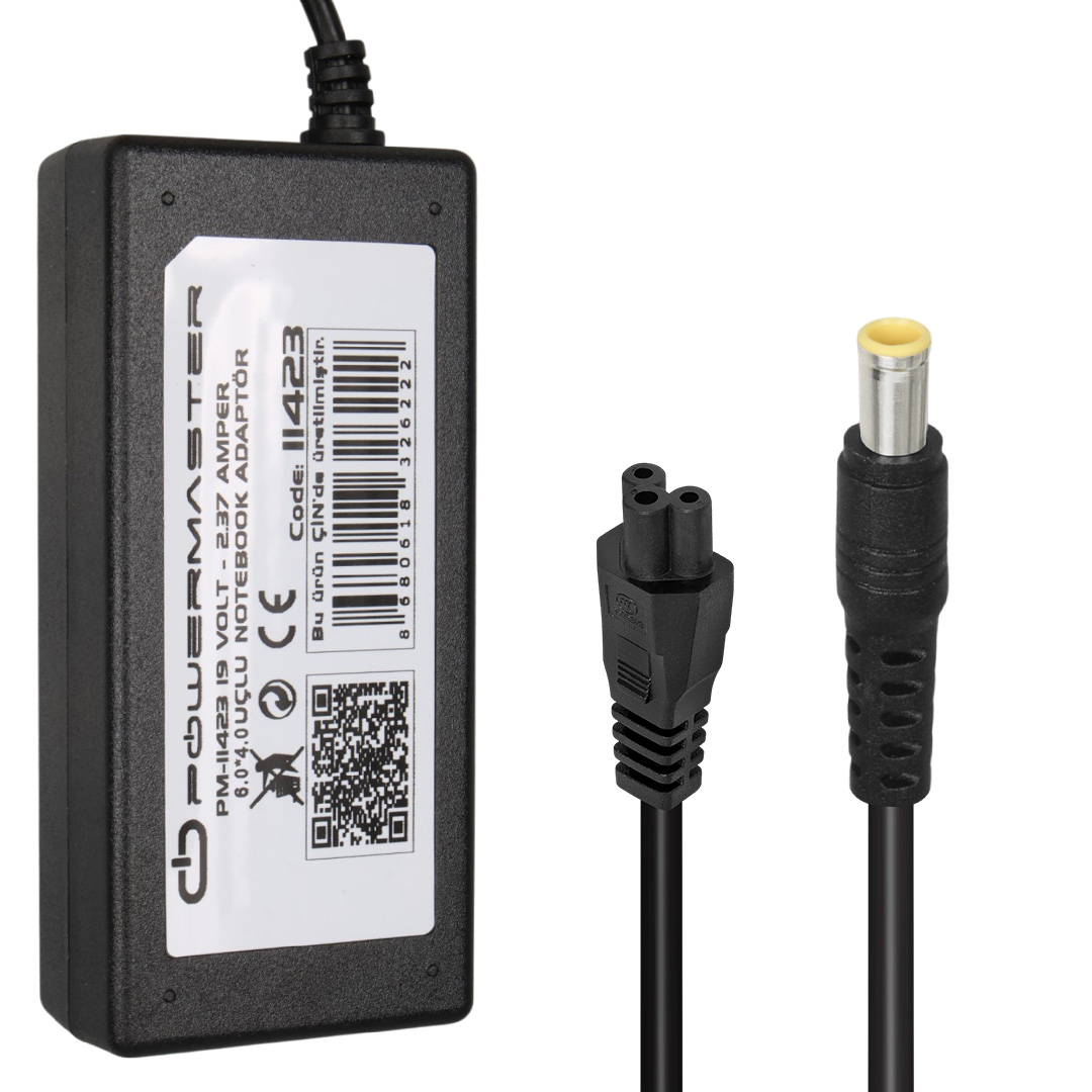 POWERMASTER PM-11423 19V 2.37A 45W 6.0X4.0MM İĞNELİ UÇLU NOTEBOOK ŞARJ ADAPTÖRÜ