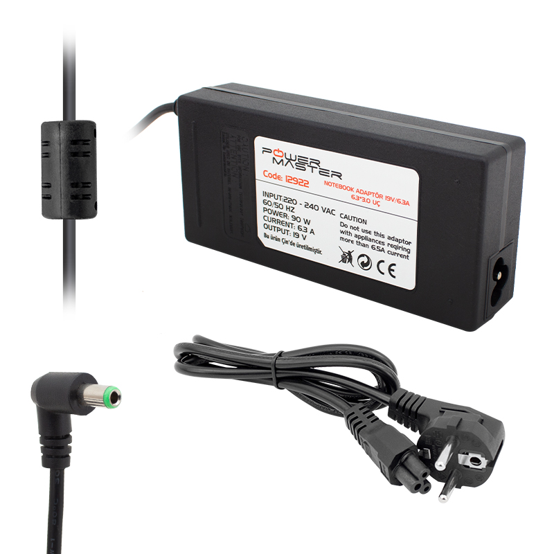 POWERMASTER PM-12922 19 VOLT - 6.3 AMPER 6.3*3.0 MM UÇLU ADAPTÖR (TOSHIBA NOTEBOOK)