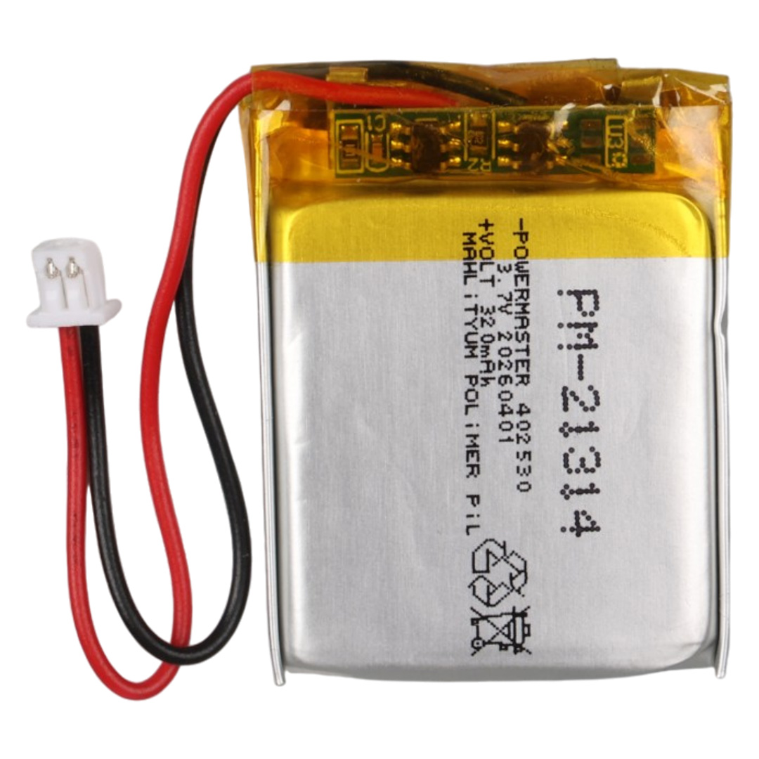 POWERMASTER PM-21314 3.7V 320MAH 402530 3.5MM SOKETLİ LİTYUM POLİMER (Lİ-PO) BATARYA ŞARJ EDİLEBİLİR CİKLET PİL