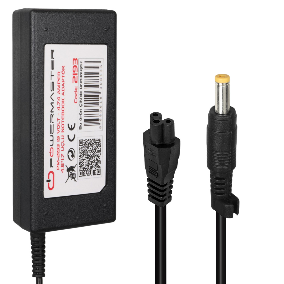 POWERMASTER PM-2193 19 VOLT - 4.74 AMPER 4.8*1.7 MM UÇLU ADAPTÖR (HP NOTEBOOK)