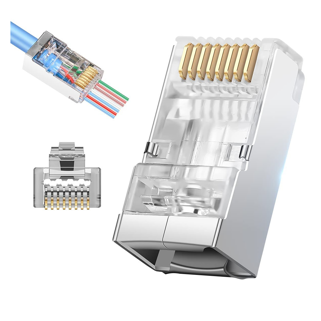 POWERMASTER PM-25748 CAT6 METAL EZ PLUG YENİ NESİL 8P/8C AÇIK UÇLU SOKET (100'LÜK PAKET)