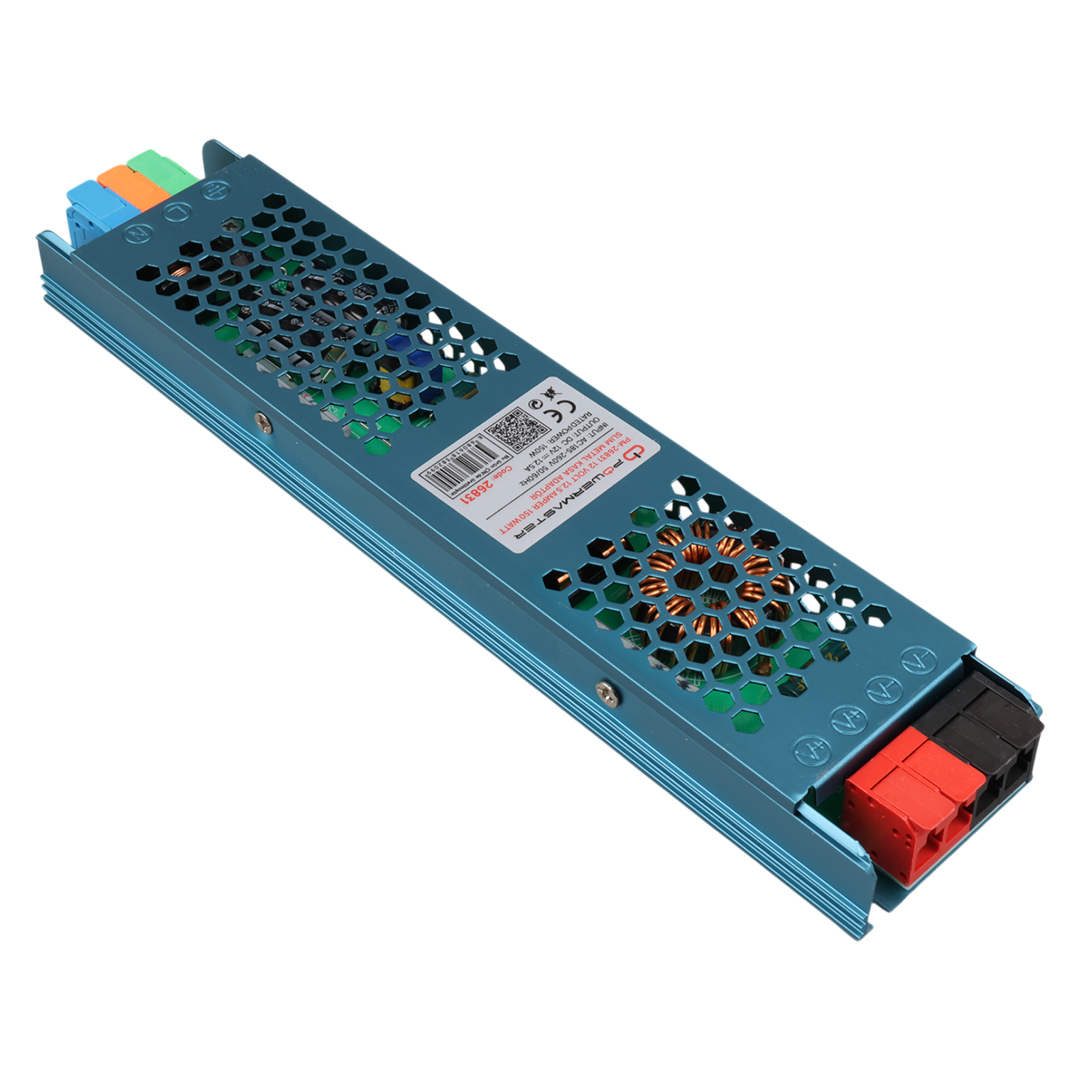 POWERMASTER PM-26831 PLUS 12 VOLT 12.5 AMPER 150 WATT SLIM METAL KASA ADAPTÖR 238X50X23MM