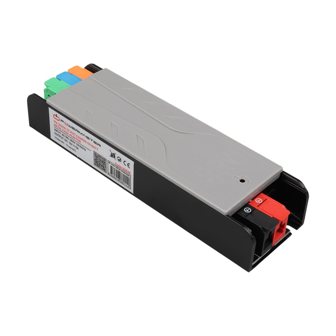 POWERMASTER PM-26838 12 VOLT 5 AMPER 60 WATT SLİM METAL KASA ADAPTÖR 148X43X27MM