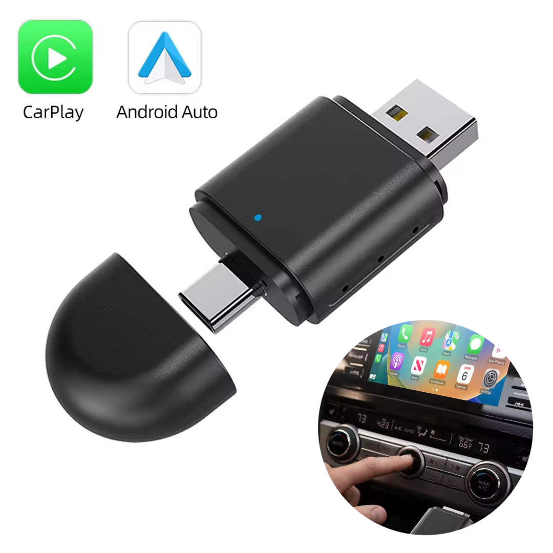 POWERMASTER PM-27447 KABLOSUZ CARPLAY - ANDROİD AUTO ÇEVİRİCİ DÖNÜŞTÜRÜCÜ ADAPTÖR İKİ GİRİŞLİ USB - TYPE-C