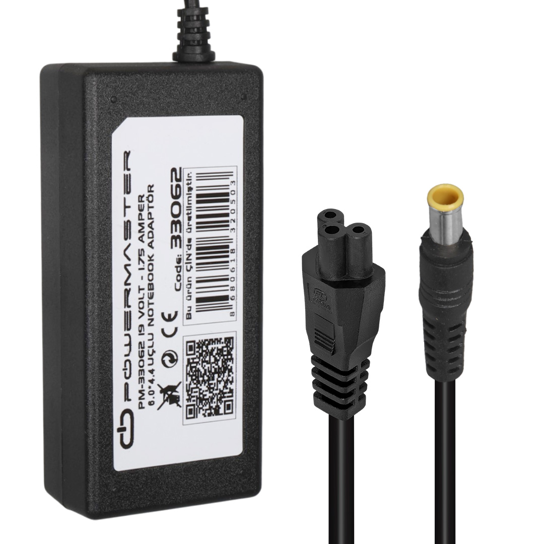 POWERMASTER PM-33062 19 VOLT - 1.75 AMPER 6.0×4.4 MM UÇLU ADAPTÖR (ASUS NOTEBOOK)