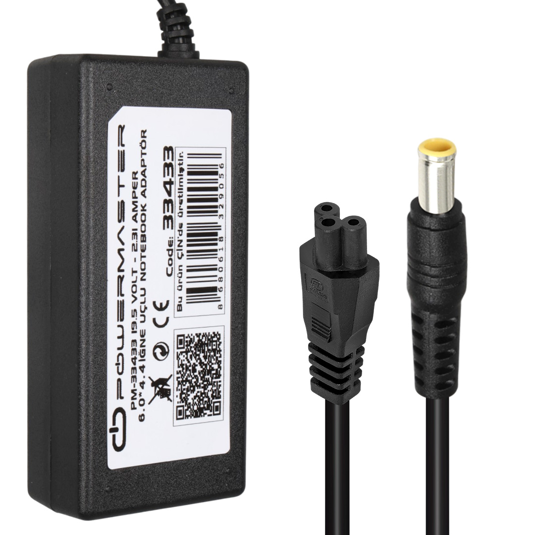 POWERMASTER PM-33433 19.5 VOLT - 2.31 AMPER 4.5*2.7*0.6 MM İĞNE UÇLU ADAPTÖR (DELL NOTEBOOK)