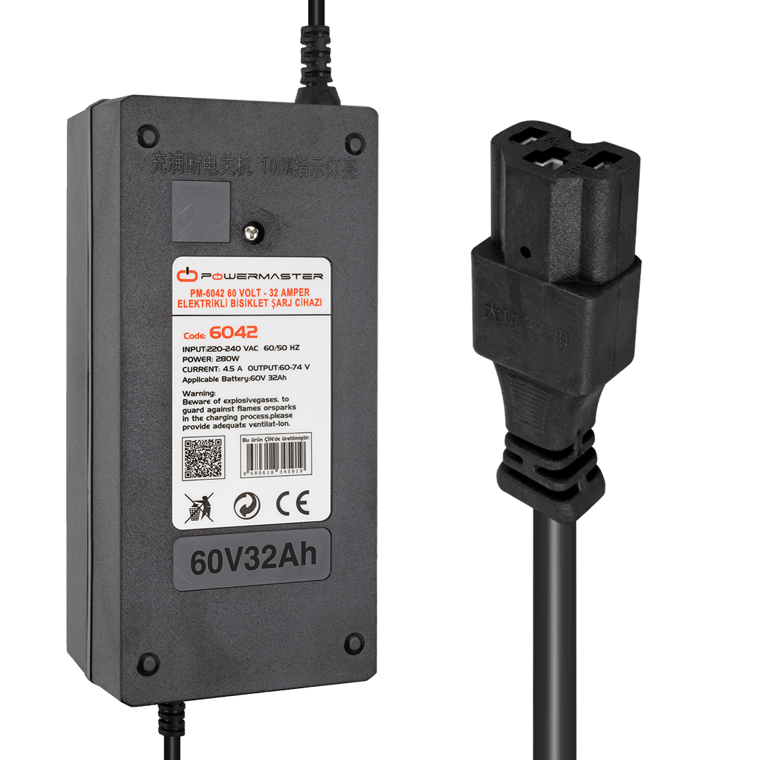 POWERMASTER PM-6042 60 VOLT - 32 AMPER ELEKTRİKLİ BİSİKLET ŞARJ CİHAZI