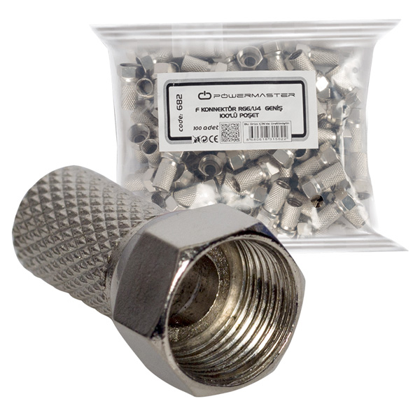 POWERMASTER RG6/U4 18 MM GENİŞ F KONNEKTÖR (100'LÜ POŞET)