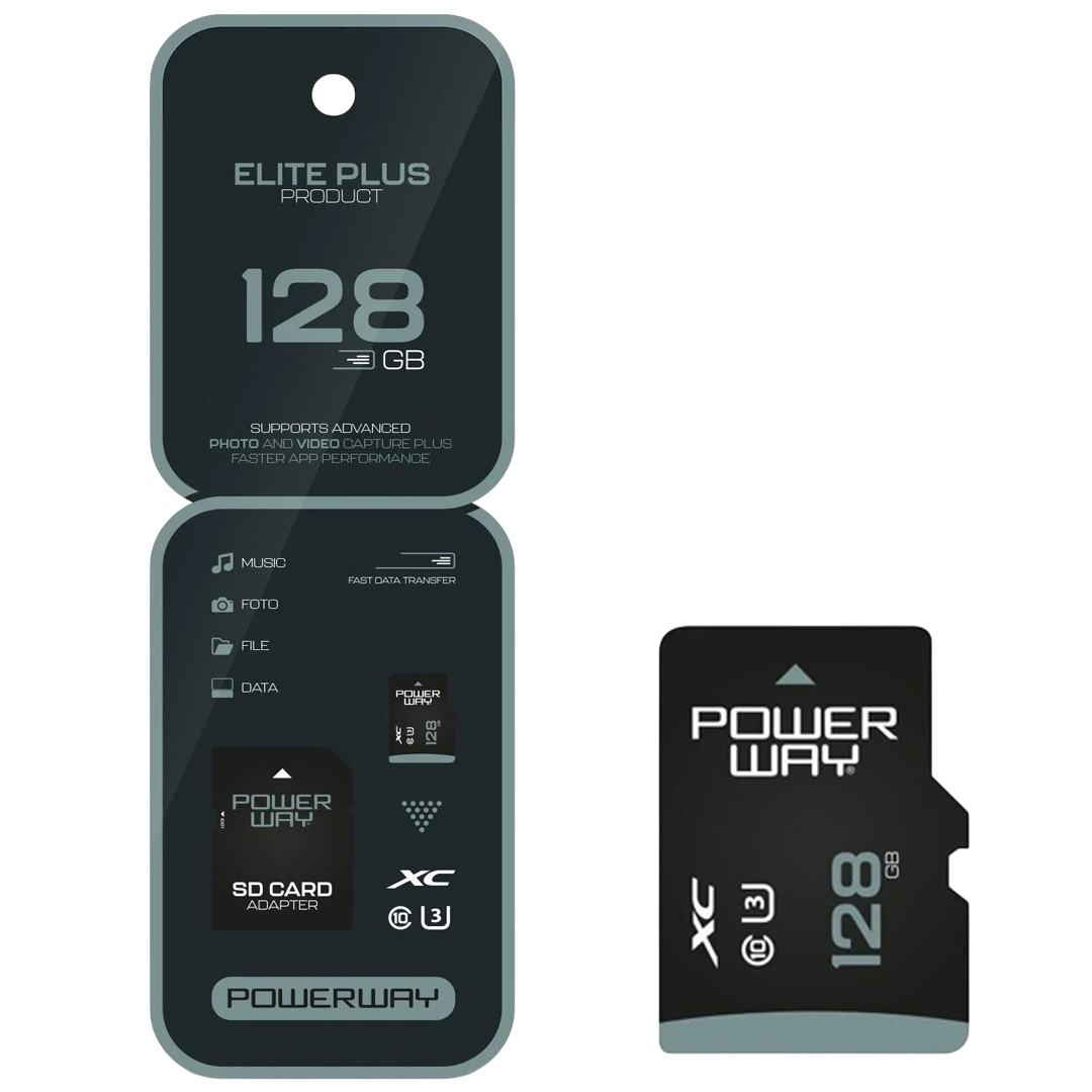 POWERWAY ELITE PLUS 128 GB CLASS 10 UHS-I U1 ADAPTÖRLÜ MICRO SDXC HAFIZA KARTI