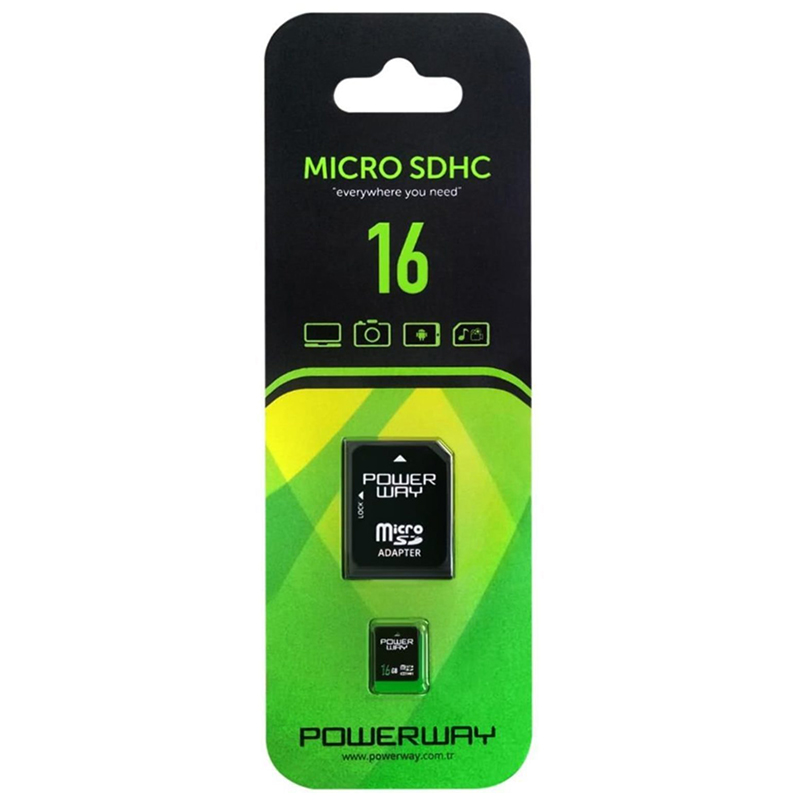 POWERWAY PWR-16 16GB MİCRO SDHC HAFIZA KARTI + SD ADAPTÖR (CLASS 10 YÜKSEK HIZ)