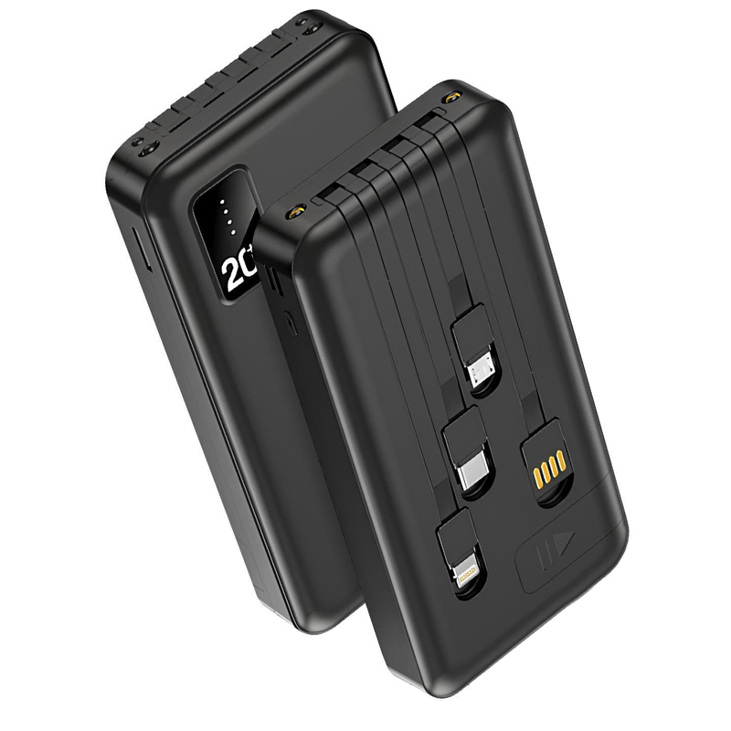 POWERWAY TX209 20.000MAH KABLOLU DİJİTAL GÖSTERGELİ FENERLİ POWERBANK DAHİLİ TELEFON STAND (MİCRO - TYPE C - LİGHTNİNG)