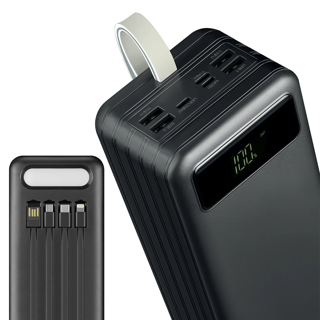 POWERWAY TX60 SİYAH/BEYAZ 60000 MAH ÇOKLU ÇIKIŞ DİJİTAL GÖSTERGELİ EKSTRA KABLOLU POWERBANK