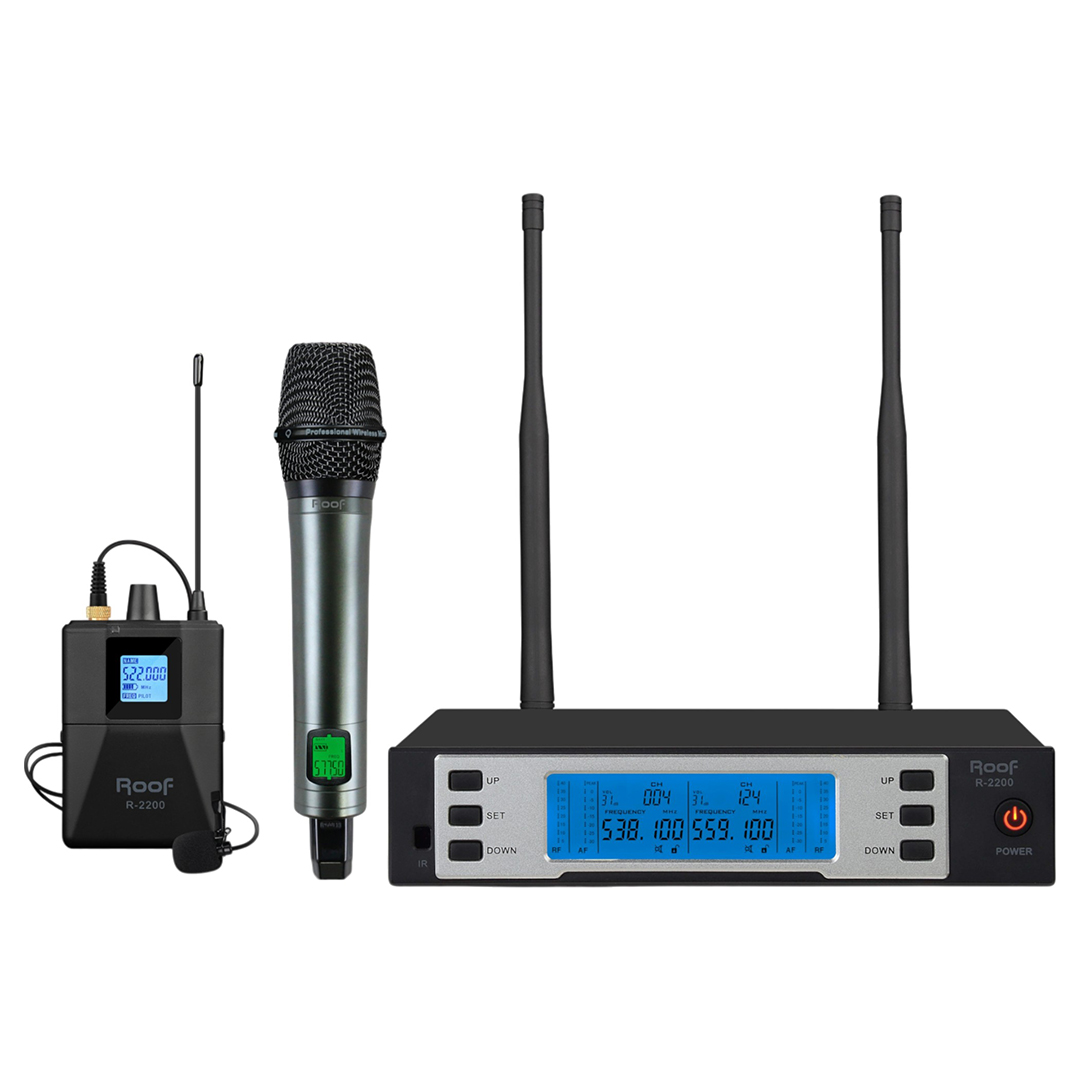 ROOF R-2200 UHF 1 EL + 1 YAKA KABLOSUZ TELSİZ MİKROFON SETİ (EL+YAKA)