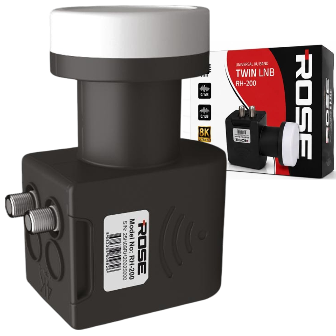ROSE RH 200 ULTRA HD 8K TAİWAN ÇİPSETLİ 0,1 DB ÇİFT ÇIKIŞLI UNİVERSAL LNB